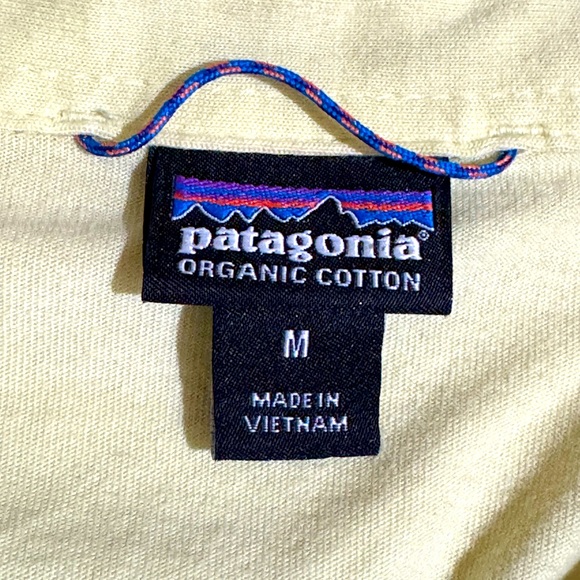 Patagonia Trout Fitz Roy Cotton Polo Shirt Short Sleeve. Men's Medium. Yellow.‎ - Picture 3 of 5